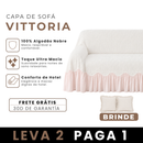 [LEVE 2 PAGUE 1] Capa de Sofá Vittoria em Algodão com Saias Laterais + 2 Almofadas Inclusas